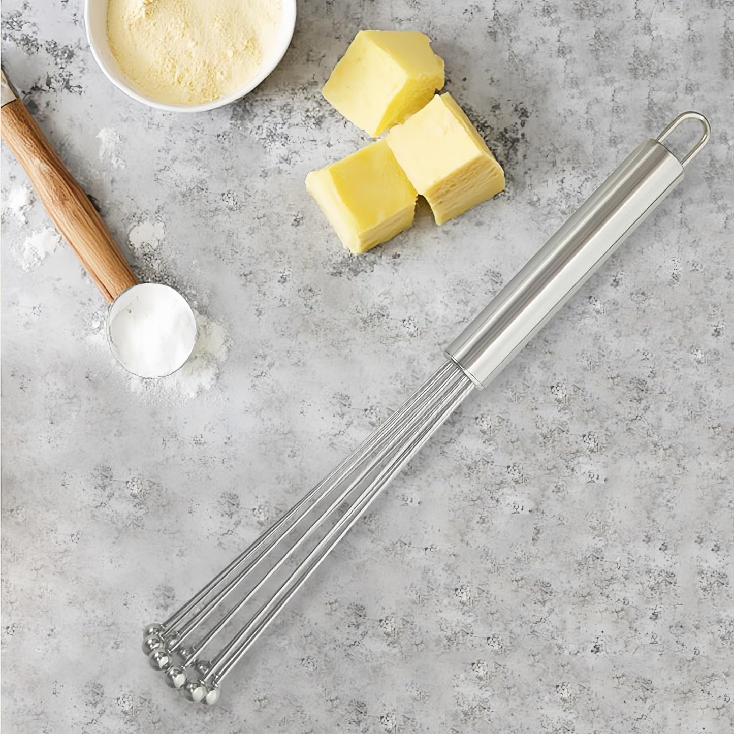 2 PCS 10.23inch Stainless Steel Ball Whisks,Durable Manual Egg Beater, Dishwashable Kitchen Whisk,Cream whisk, kitchen baking tool