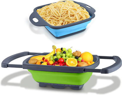Silicone Collapsible Colander Sink Colander Collapsible Camping Versatile Collapsible Strainer Sink strainer basket over Sink Strainer (Red Green Blue)