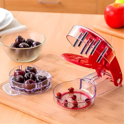 Cherry Pitter Tool PitRemover,Cherries Seed Remover 6 AtTime,Olive Pitter Tool,Cherry Pit Remover Toolfor Kitchen, Cake Shop, Fruit Salad (Red)