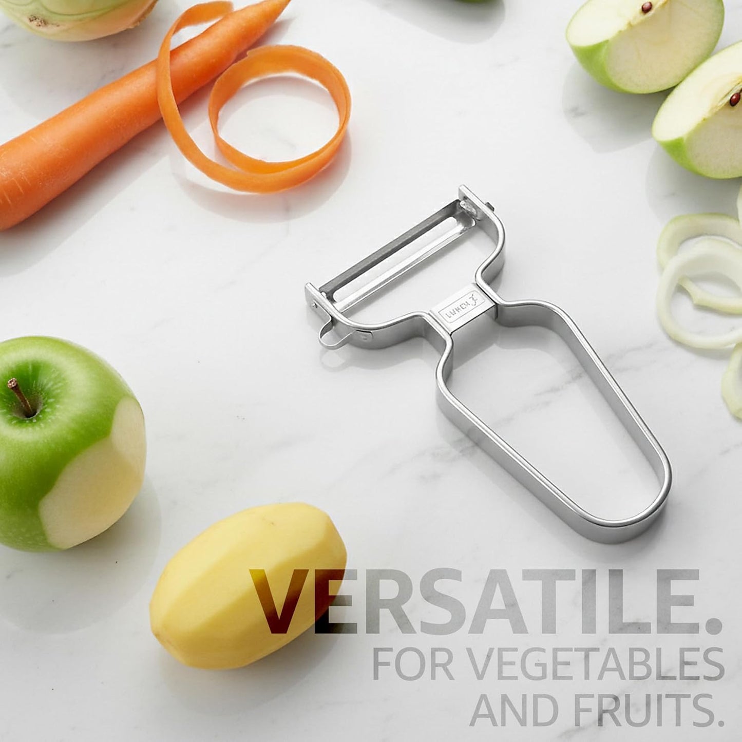 Lurch Germany Universal Ultra Sharp Stainless Steel Vegetable Swivel Peeler for for Potatoes, All Fruits & Veggies | Non-Slip Comfortable Handle | 5.1 x 2.3 Inches / 13 cm x 6 cm - Black