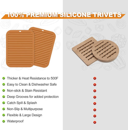 Joyhalo 4 Pack Silicone Trivets for Hot Pots and Pans,480℉ Heat Resistant Trivets for Hot Dishes,Hot Pads for Countertop,Kitchen Potholders,Black