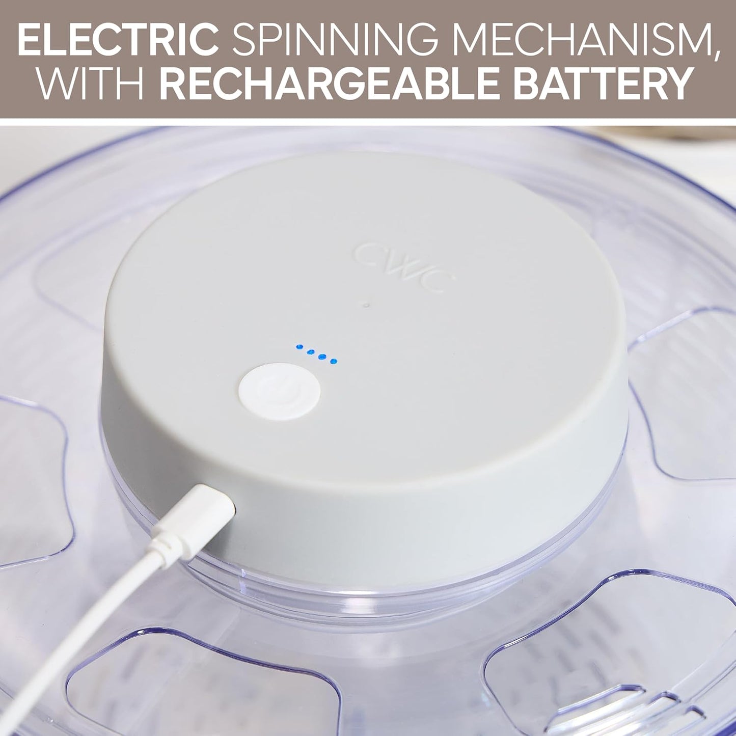 COOK WITH COLOR Electric Salad Spinner, Round 4.5L Capacity – Fast Drying & Easy Spin for Fresh Greens, Cream
