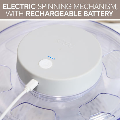 COOK WITH COLOR Electric Salad Spinner, Round 4.5L Capacity – Fast Drying & Easy Spin for Fresh Greens, Cream