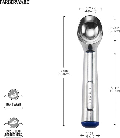 Farberware Professional Ice Cream Scoop, Comfortable Handle, Heavy Duty, Professional Grade Scooper, Get Perfect Shape Scoops, Great for Spooning Frozen Hard Gelato and Sorbet, Cookie Dough, Melon