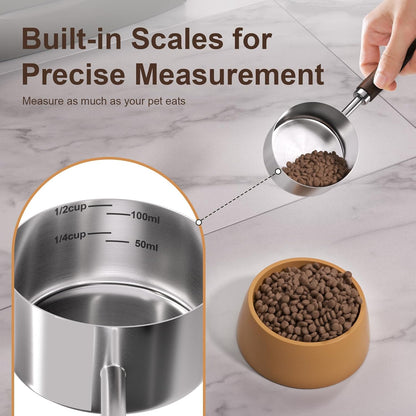 Food Scoop Measuring Cup - 1/4 Cup (4 Tablespoon | 2 Oz. | 60 mL),304 stainless steels,Black walnut long handle