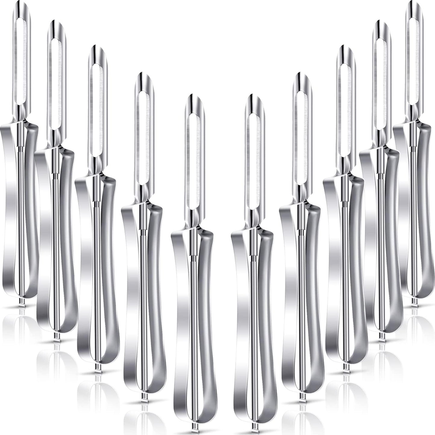 Mudder 5 Pieces Vegetable Fruit Peelers Stainless Steel Rotary Peelers Carrots Potatoes Peeling Tools for Home and Kitchen, with Ergonomic Safety and Control Handle