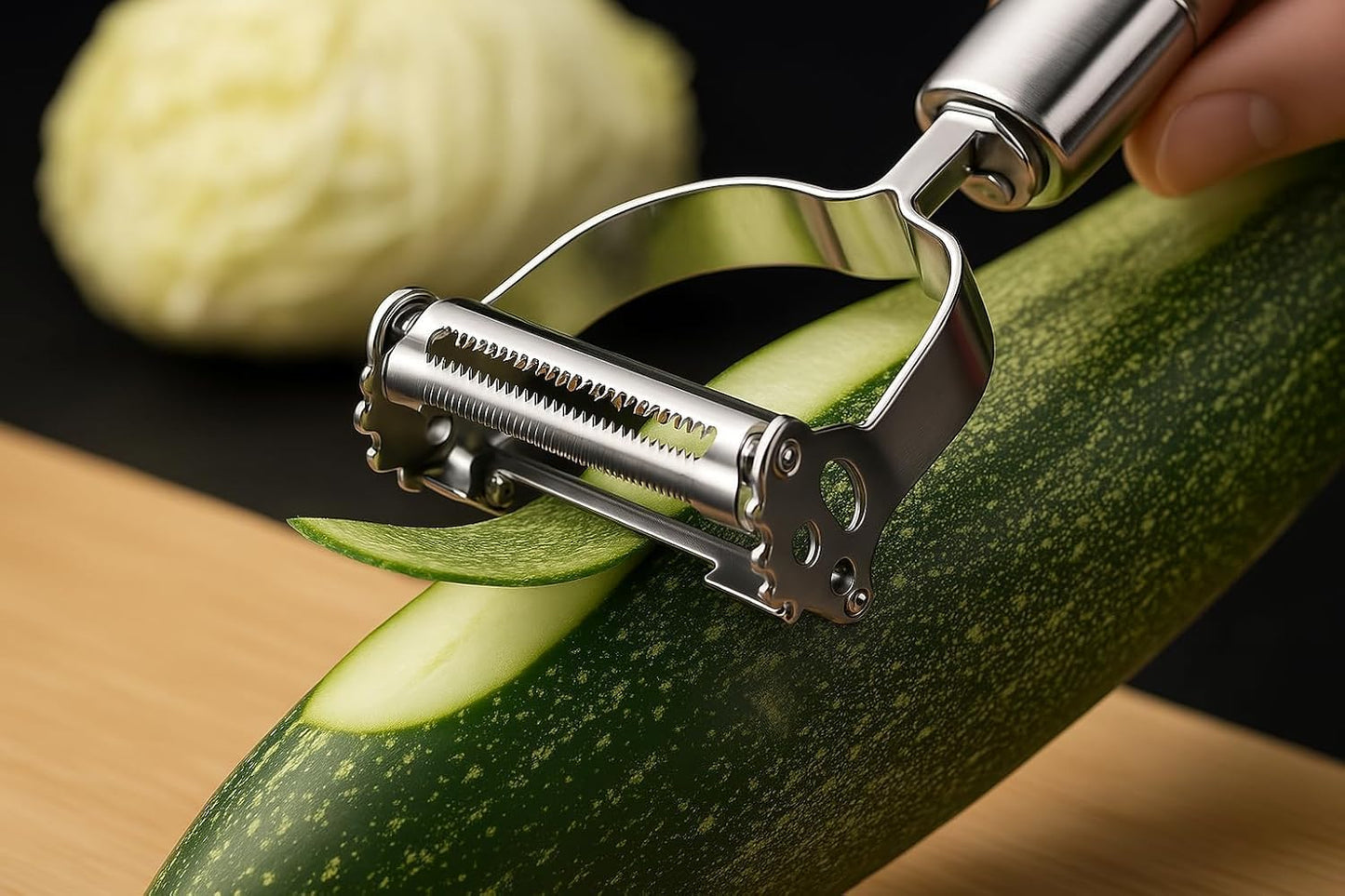 2-in-1 Julienne and Vegetable Peeler, Stainless Steel Kitchen Slicer, Multi-Functional Cutter for Vegetables and Fruits