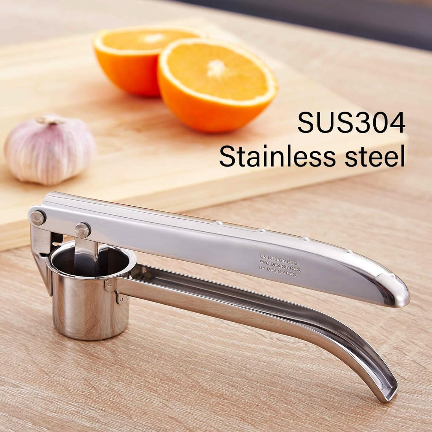 Kitchen Garlic Press, Rust Proof & Dishwasher Safe Garlic Mincer, Durable Garlic Crusher, Easy to Clean and Squeeze, Rose