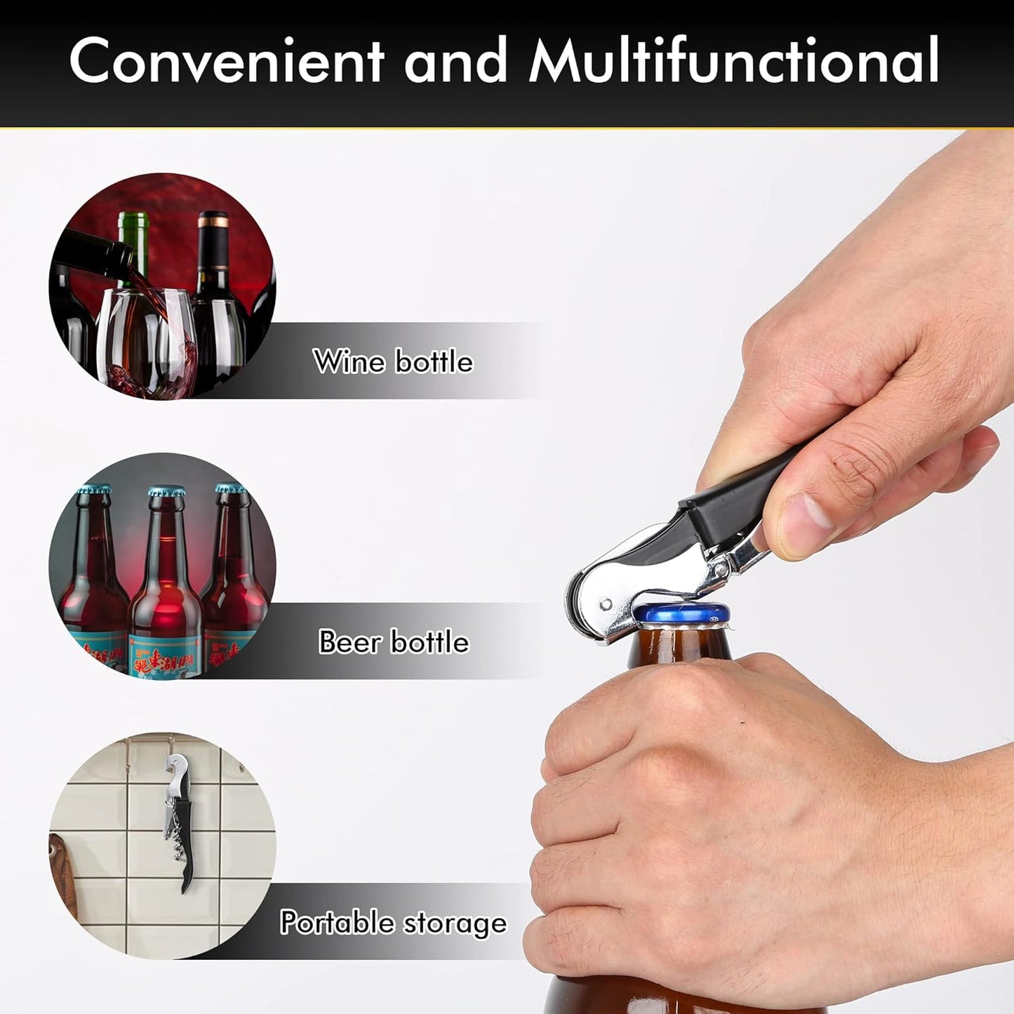 Kit-Home Professional Waiter Corkscrew Wine Openers Set (4 PCS),Upgraded with Heavy Duty Stainless Steel Hinges Wine Key for Restaurant Waiters, Sommelier, Bartenders