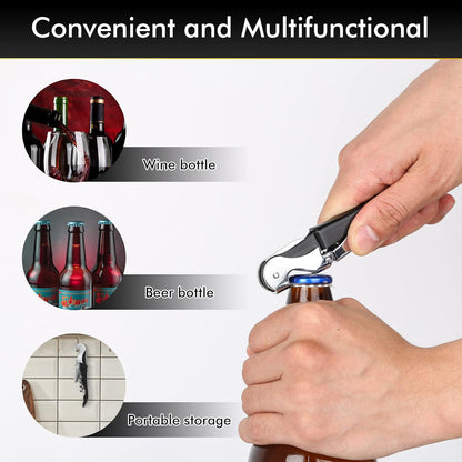 Kit-Home Professional Waiter Corkscrew Wine Openers Set (4 PCS),Upgraded with Heavy Duty Stainless Steel Hinges Wine Key for Restaurant Waiters, Sommelier, Bartenders