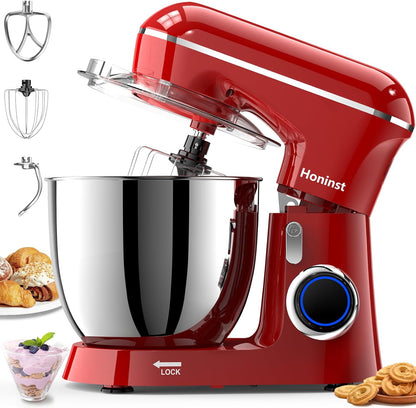 Honinst Stand Mixer, 6.5QT 10-Speed Tilt-Head Electric Stand Mixer, 3-In-1 Kitchen Mixer with Bowl, Dough Hook, Whisk and Beater, Food Mixer for Baking, Cake and Most Home Cooks, Black