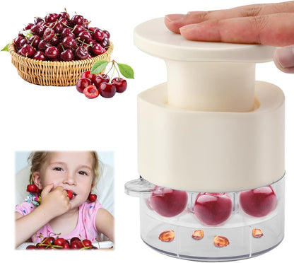 7-Hole Cherry Pitter, Multi-Function Pitting Tool, Quick Release Multi Cherries Stoner Pitter 7-in-1, Fruit Pit Remover for Making Jam Cherry Dishes, Saving Time & Effort(COLOR:Beige)