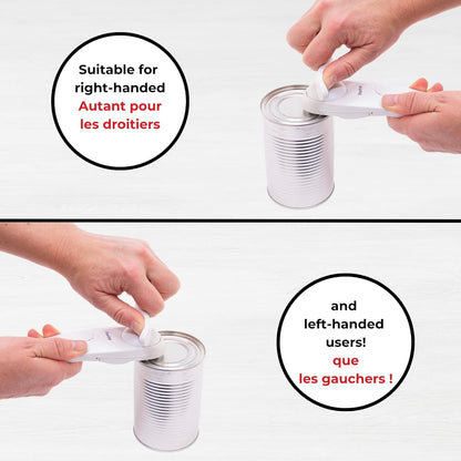 Starfrit Little Beaver Can Opener - Safe - Holds and Leaves No Sharp Edges on Lid - Comfort Grip - 3 year warranty - White