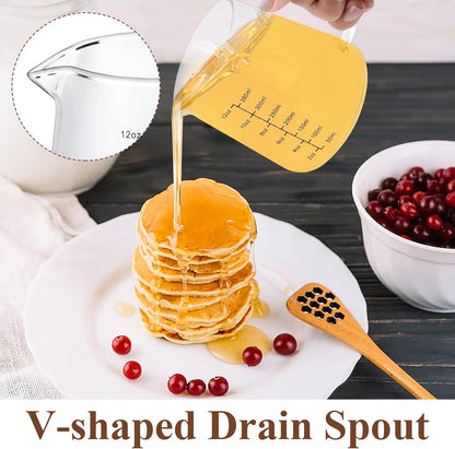 4 Pack 12oz Coffee Measuring Glass Cups, Heat Resistant Espresso Shot Pitcher Glass Cup, Microwave & Dishwasher Safe Milk Frothing Pitcher Creamer Container