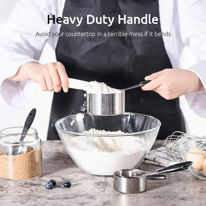 Measuring Cups : U-Taste 18/8 Stainless Steel Measuring Cups and Spoons Set of 10 Piece, Upgraded Thickness Handle(Black)
