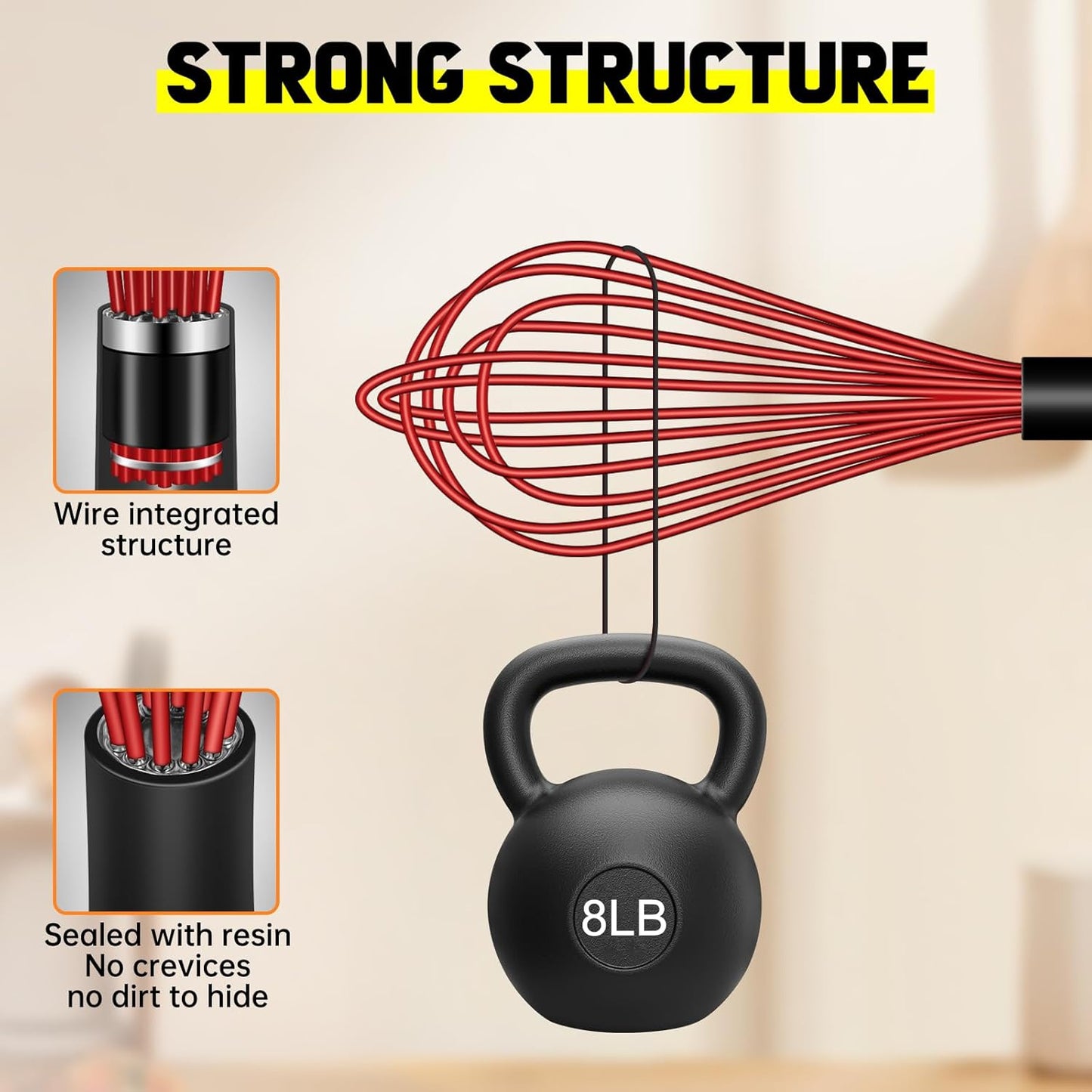 HOTEC 4 Pieces Silicone Whisks Set, Wire Balloon Whisks for cooking Egg Beater, Non-slip Handle Whisk for Non-stick Cookware Perfect for Cooking, Stirring, Beating and Blending (Multicolor)