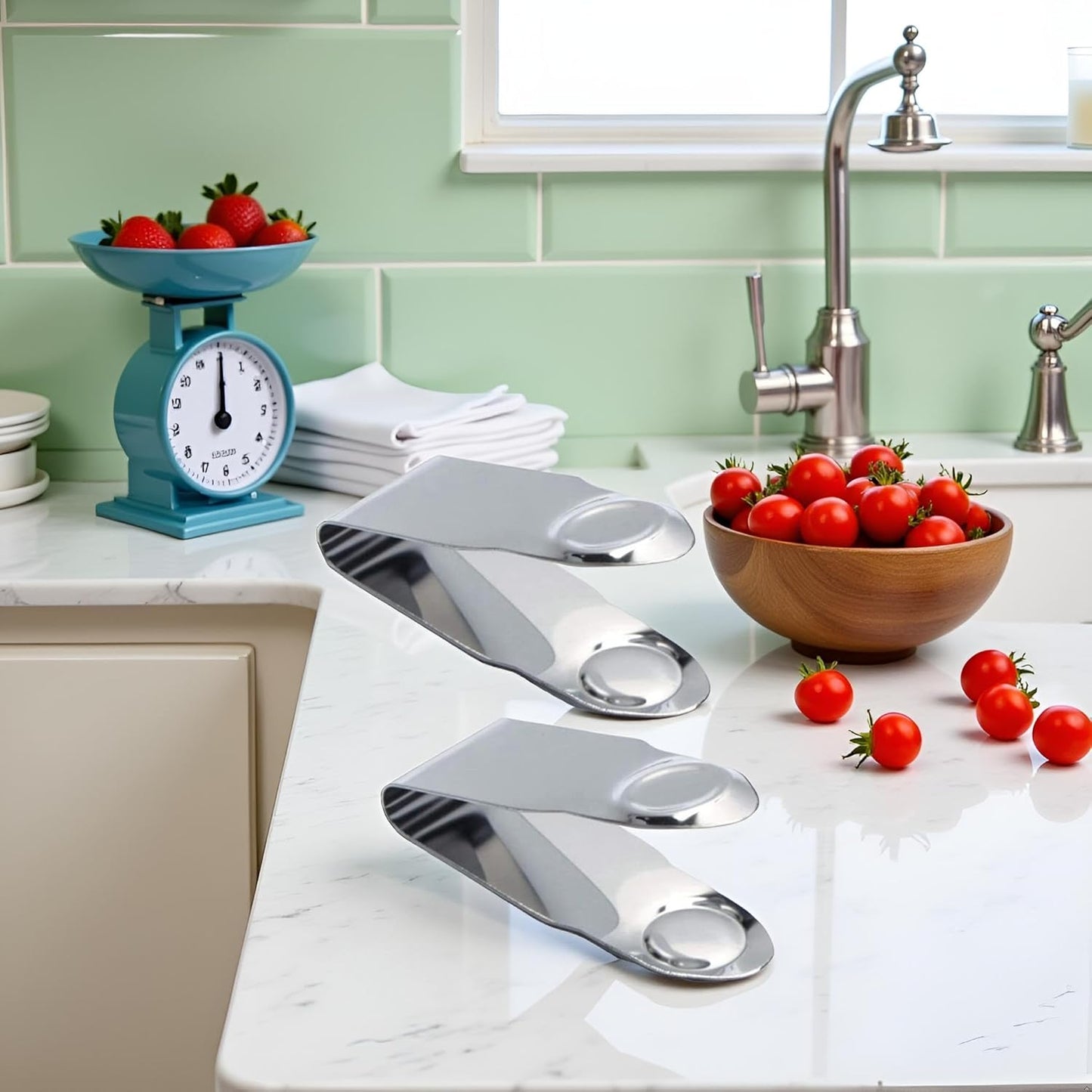 2 Pcs Stainless Steel Strawberry Huller Fruit Stem Remover Home Kitchen Tools for Cherry Tomato, Fruit Vegetable Tools, Silver, 2.8 * 1