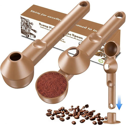 Coffee Scoop with Funnel for Ground Coffee, Protein Powder & Tea, for Reusable K Cup Refiller, 2TBSP Mess-Free, Funnel Design Prevents Spills (Black, 2-Pack)