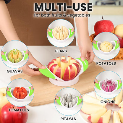 SCHVUBENR 3.5 Inch Apple Slicer with 12 Sharp Blades - Professional Apple Cutter - Stainless Steel Apple Corer - Super Sharp Apple Slicer and Corer - Slice Apple with Ease(Black)