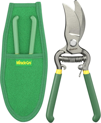Miracle-Gro 8 in. All-Purpose Steel Garden Utility Shears with Serrated Blades – Comfort Grip Yard and Garden Scissors for Pruning Plants, Flowers, and Herbs