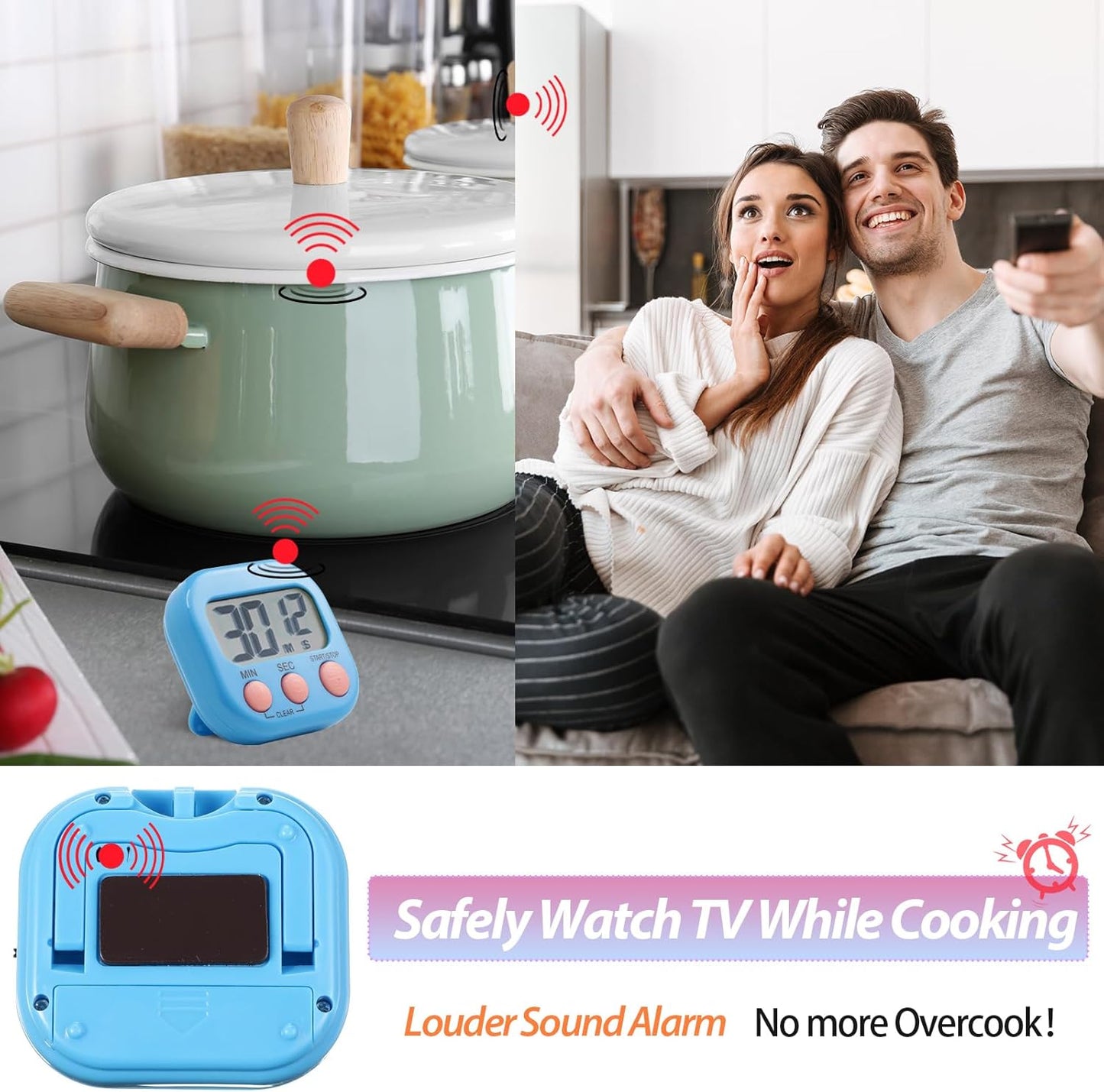 Weewooday 24 Pcs Digital Kitchen Timer Magnetic Timer Bulk On/Off Switch Minute Second Count up Countdown Loud Alarm for Exercise Cook Baking (Black,White)