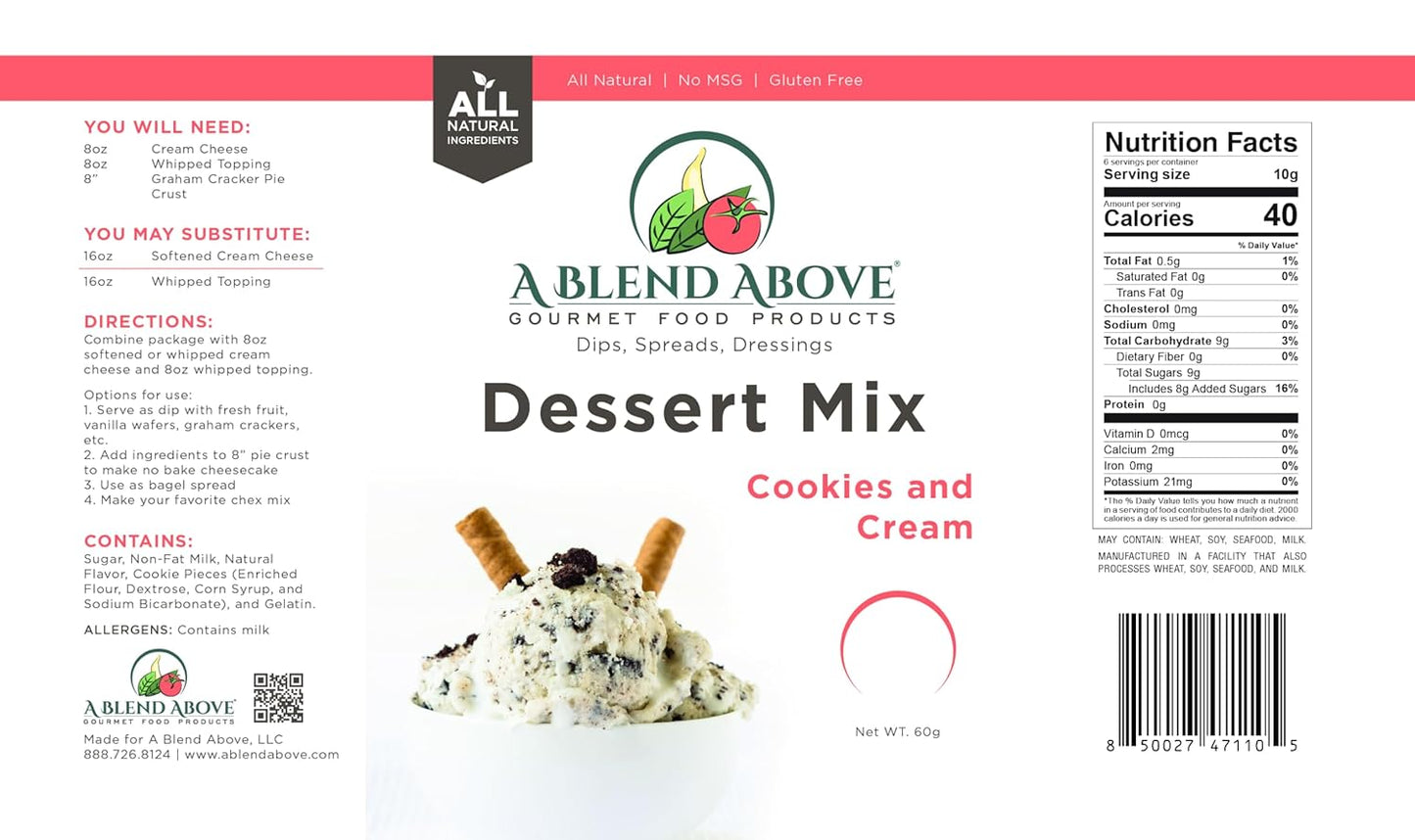 A Blend Above Banana Cream No-Bake Dessert Mix, 3 Pack, No-Bake Cheesecake, Fruit Dip, Dessert Mix, Bagel Topping, Frosting, Cheesecake Filling, Quick and Easy to Make, Makes 16 Ounces, Cream Cheese,