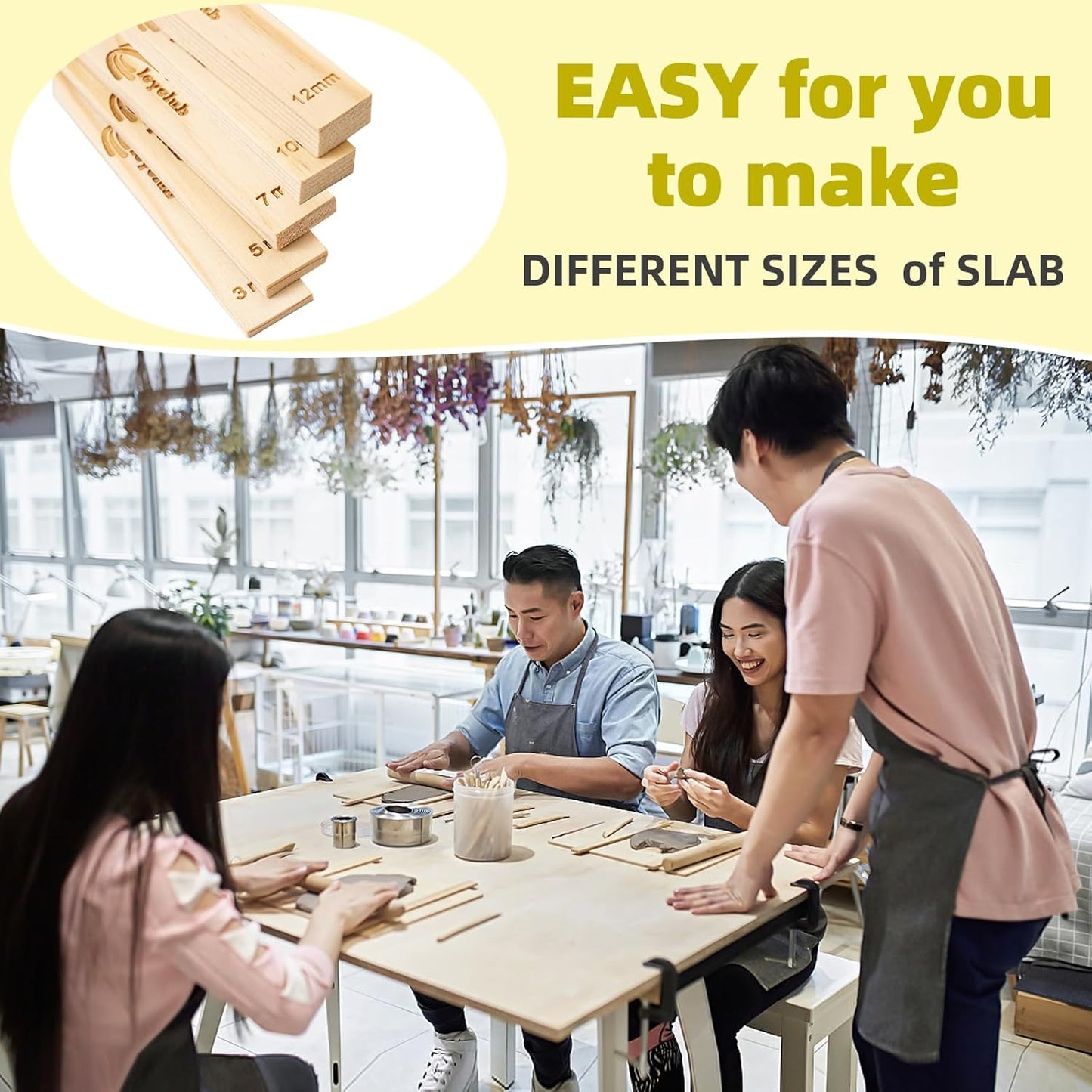 Professional Clay Rolling Pin, 17 Inch Non-Stick Clay Roller for Pottery and Slab Making –Duty Pottery Tool with Ergonomic Handles, Essential for Art Studios