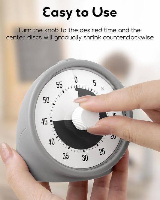 BellMan Visual Timer with Pause Button, 60 Minute Countdown Rainbow Timer for Kids and Adults with Silent Operation, Study and Meetings Time Management Tool, Design for Home, Office and Gift, White
