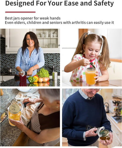 CYDW Mason Jar Opener Tool with Soft Touch Handle, No Lid Dents or Damage, Can Opener Manual Multi-Purpose, Easy Twist Manual Handheld Top Remover, Canning Supplies, Bottle Opener, Made for Lifetime