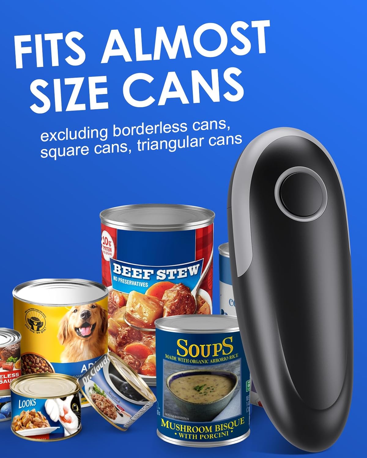 Electric Can Opener, Food Safe Automatic Can Opener with Smooth Edge, Hand Held Battery Open Your Cans with A Simple Press of Button, Can Opener Electric Kitchen Gifts for Seniors, Arthritis and Chef
