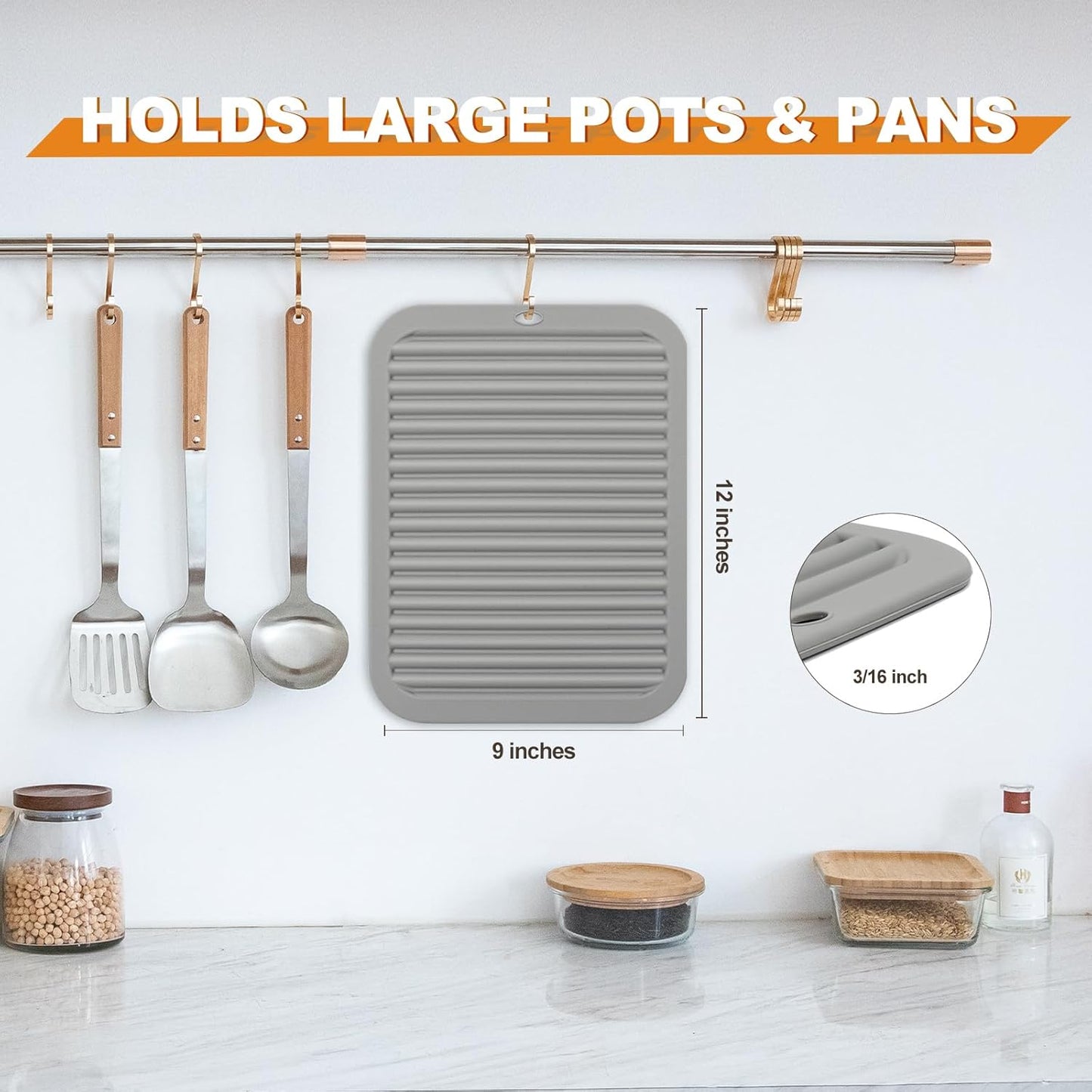 Joyhalo 4 Pack Silicone Trivets for Hot Pots and Pans,480℉ Heat Resistant Trivets for Hot Dishes,Hot Pads for Countertop,Kitchen Potholders,Black