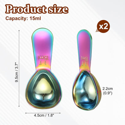 uxcell 2Pcs Stainless Steel Coffee Scoop, 15ml Short Handle Measuring Spoon for Ground Coffee Tea Sugar Kitchen Gifts, Rose gold