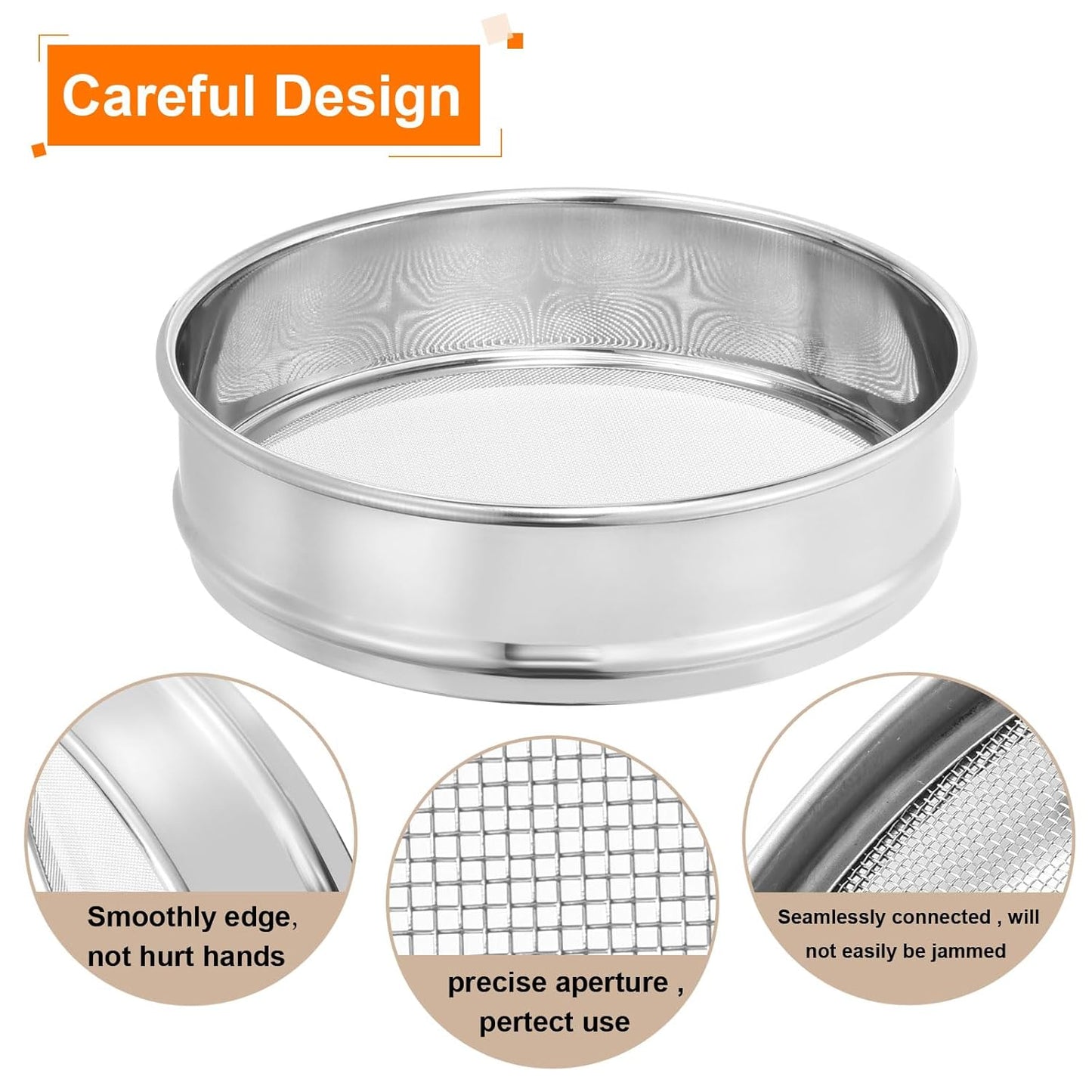 PATIKIL 10 Mesh Lab Sieve, 8" Diameter Test Sieve 304 Stainless Steel Wire Cloth (2mm) for Industrial Laboratory