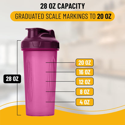 Mr. Pen- Shaker Bottles for Protein Mixes, 28 oz, Leak Proof Shaker Cups with Stainless Steel Wire Whisk Ball for Protein Shakes and Pre Workout