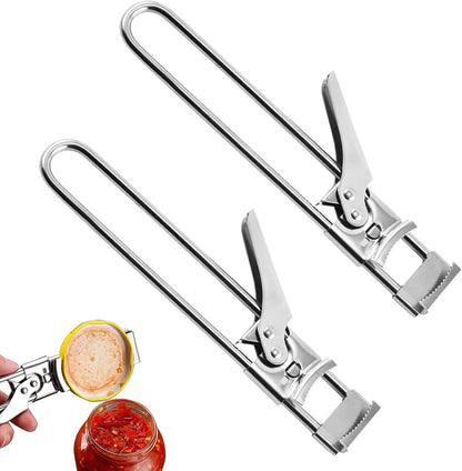 2PCS Adjustable Stainless Steel Jar Opener, Manual Can Opener for Arthritis Hands, Multifunctional Bottle Opener & Lid Gripper, Kitchen Gadgets for Seniors