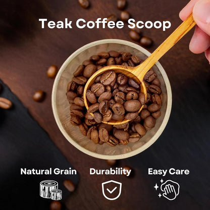 Wooden Coffee Spoon, Handmade Teak Wood Scoop for Ground Coffee, Beans and Tea 1 Tablespoon for Jars and Containers (1 Piece)