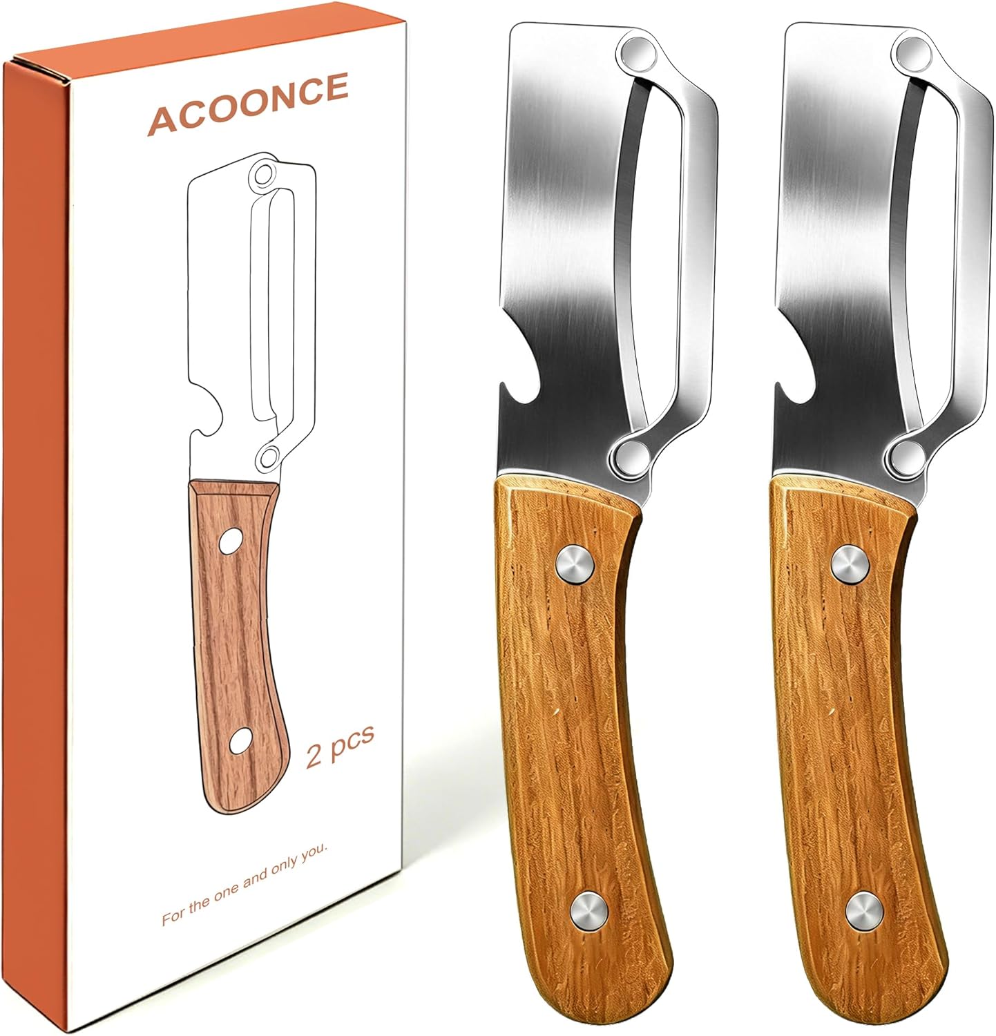 2026 Multi-Functional Vegetable Peeler, Premium Vegetable Peeler with Wooden Handle and Bottle Opener, Stainless Steel Blade Kitchen Tool for Vegetables Fruit Apple Potato Pumpkin