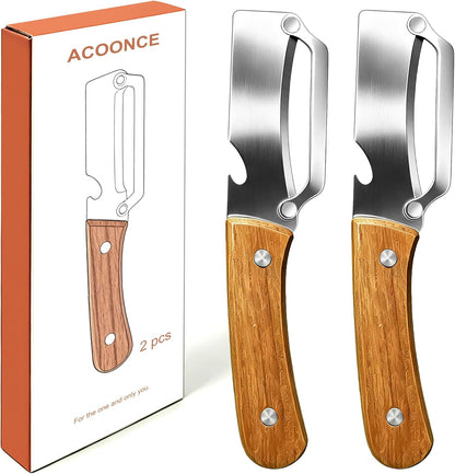 2026 Multi-Functional Vegetable Peeler, Premium Vegetable Peeler with Wooden Handle and Bottle Opener, Stainless Steel Blade Kitchen Tool for Vegetables Fruit Apple Potato Pumpkin