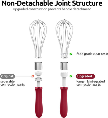 U-Taste 7" Mini Whisk for Cooking: 18/8 Stainless Steel Small Metal Kitchen Wisk, Tiny Hand Mixing Tool for Coffee, Egg, Sauce, 6-Wires Compact Head for Baking, Beating in Bowl, Mug, Jar (Set of 2)