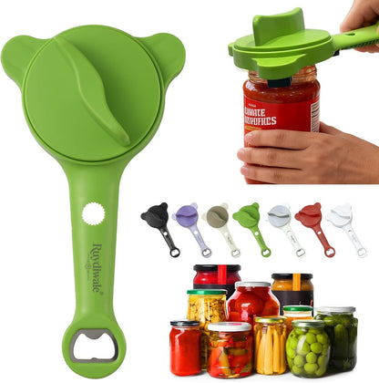 4-in-1 Jar Opener, Adjustable Jar Opener for Seniors, Kitchen Tool Designed Specifically for Seniors and Those with Limited Physical Strength, Suitable For Beer, Salad Dressing, Jar (Black)