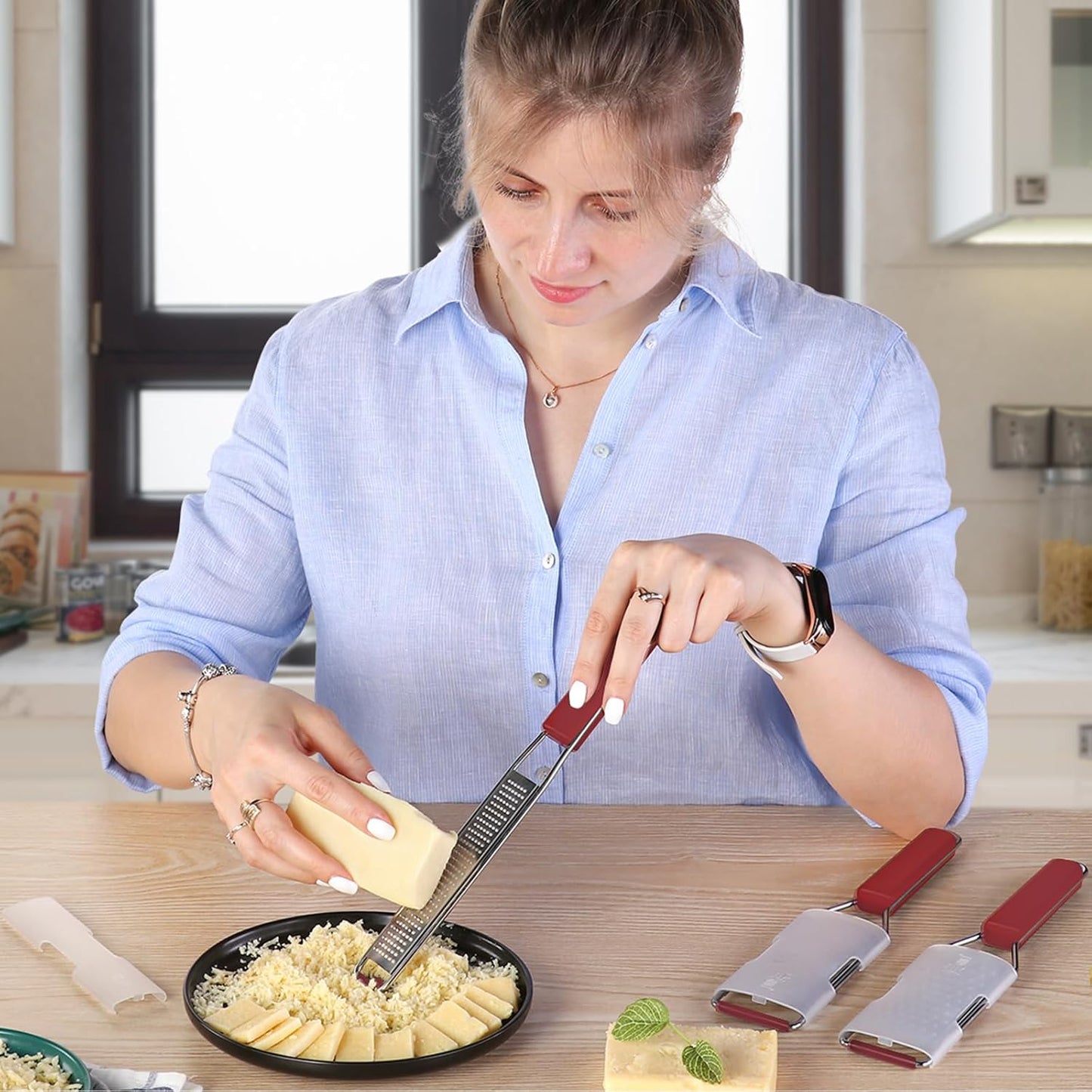 Cambom Lemon & Citrus Zester, Cheese Graters with Stainless Steel Sharp Blade for Parmesan Cheese, Ginger, Garlic, Nutmeg, Chocolate, Vegetables, Fruits, Dishwasher Safe Shredder Fine Blade