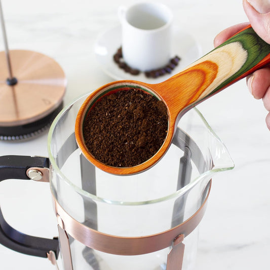 Baltique Marrakesh Collection Wooden Coffee Scoop – Colorful Birch Wood Reusable Scoop for Ground Coffee, Protein Powder & More