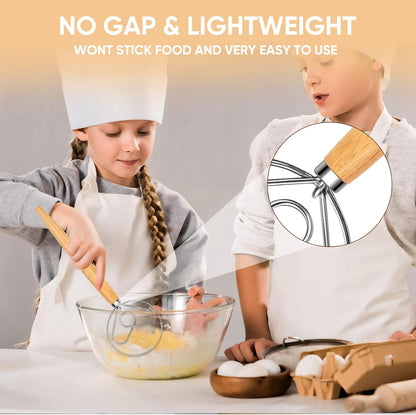 Maxjoy Danish Dough Whisk Wooden Dutch Bread Mixer with Stainless Steel Hook for Sourdough Baking Hand Tool
