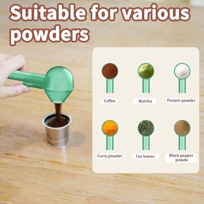 Coffee Scoop with Funnel for Ground Coffee, Protein Powder & Tea, for Reusable K Cup Refiller, 2TBSP Mess-Free, Funnel Design Prevents Spills (Black, 2-Pack)