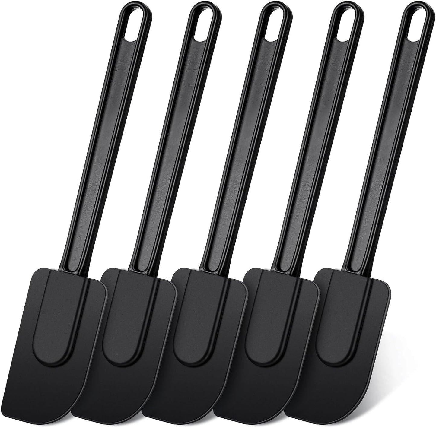 Meekoo 5 Pcs 10 Inch Rubber Spatula, 500℉ High Heat Resistant Spatulas Commercial Food Bpa Free Grade Non Stick Silicone Spatula for Baking Kitchen Cooking Dishwasher Safe