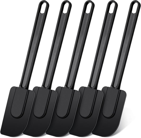 Meekoo 5 Pcs 10 Inch Rubber Spatula, 500℉ High Heat Resistant Spatulas Commercial Food Bpa Free Grade Non Stick Silicone Spatula for Baking Kitchen Cooking Dishwasher Safe