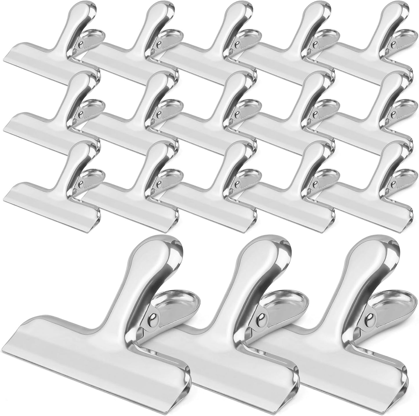 Funfery Chip Clips Bag Clips Gold Stainless Steel Clip for Food Storage,Air Tight Seal Chip Bag Clip 3 Inch Strong Food Clipp for Snack,Chips,Kitchen Decor,Home&Office Paper Heavy Duty-8 Pack