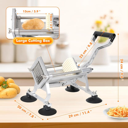 Anatole Commercial French Fry Cutter with 1/2'' 3/8'' 1/4'' 8-Wedge Stainless Steel Blades Professional Potato Cutter Dicer Manual Vegetable Chopper with Suction Cups for Carrot Cucumber Onion
