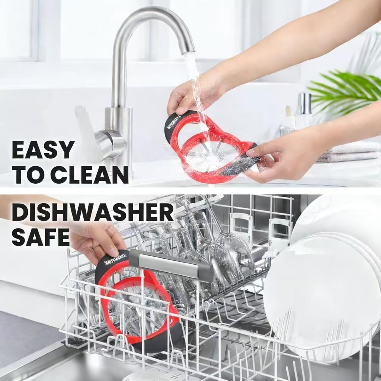 8 Blade Apple Slicer and Corer with Stainless Steel Blades Ergonomic Apple Cutter Quick Use Tool for Saving Time and Effort Red