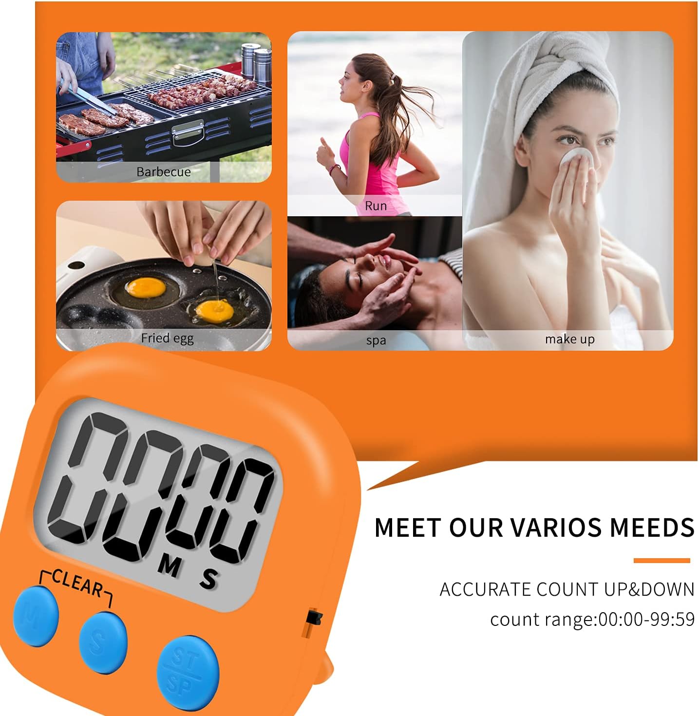 6 Pack Small Digital Kitchen Timer Magnetic Back and ON/Off Switch,Minute Second Count Up Countdown (Red)